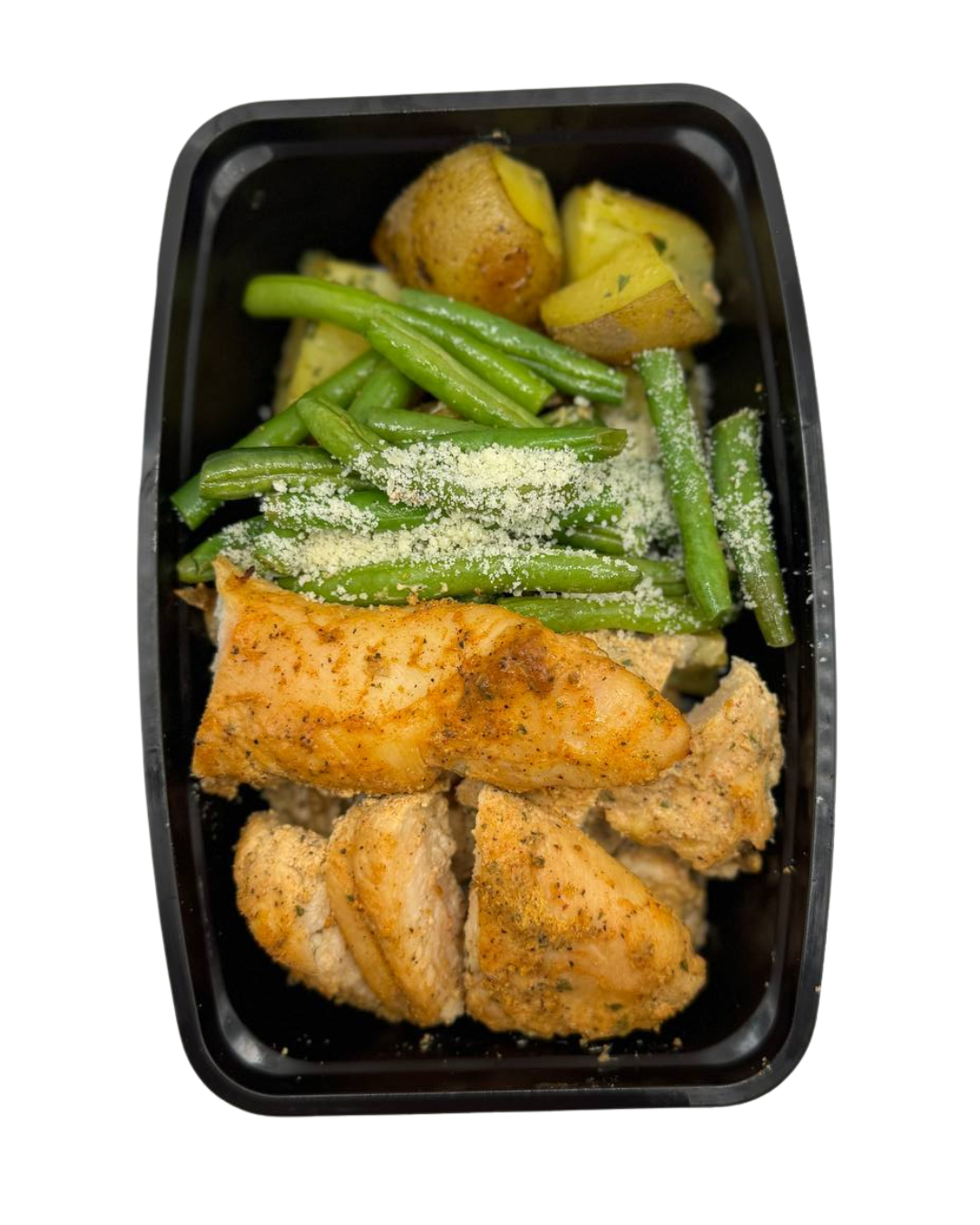 Cajun Grilled Chicken with Parmesan Green Beans and Roasted Potatoes