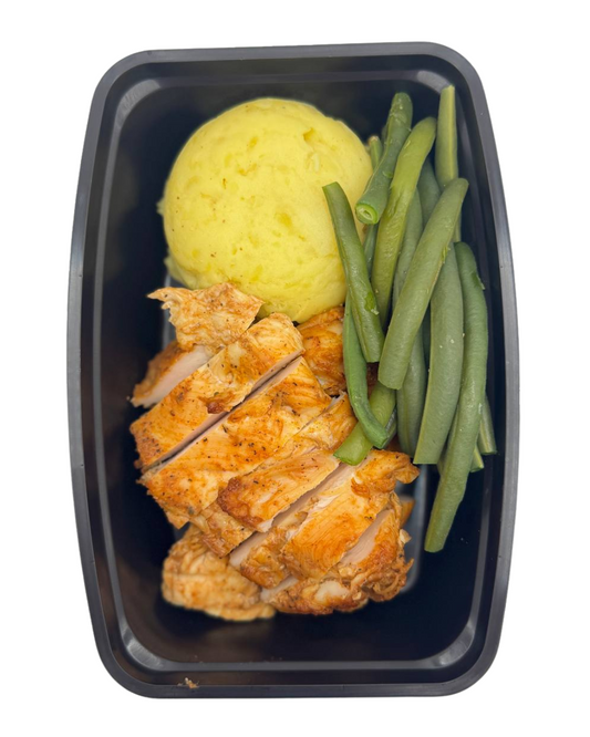 Bbq Chicken with Mashed Potatoes & Green Beans